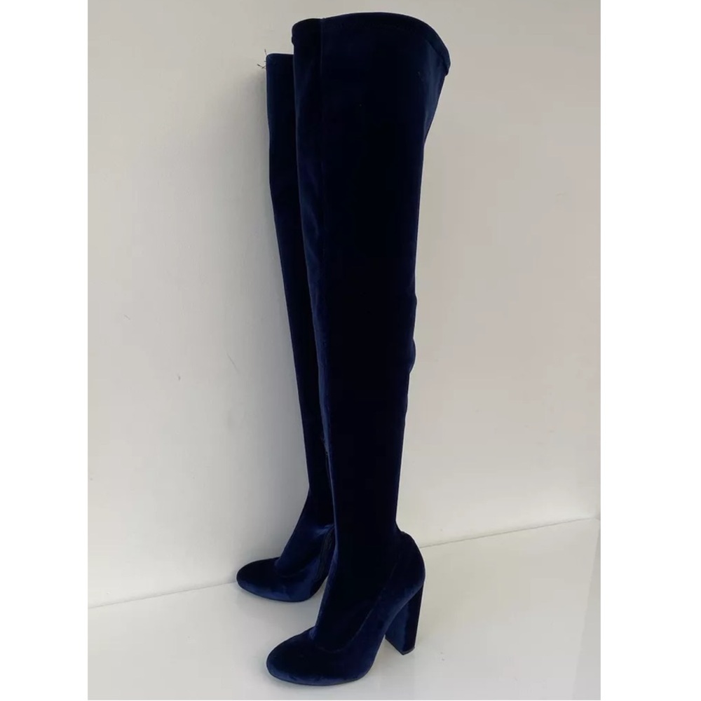 Kurt Geiger Navy Velvet boots